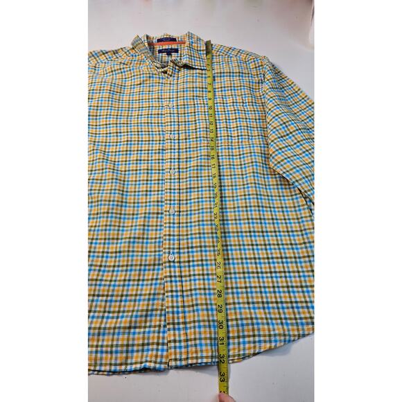 Alan Flusser Button Down bright linen blend Colorful Long Sleeve casual EUC XL - Picture 5 of 6